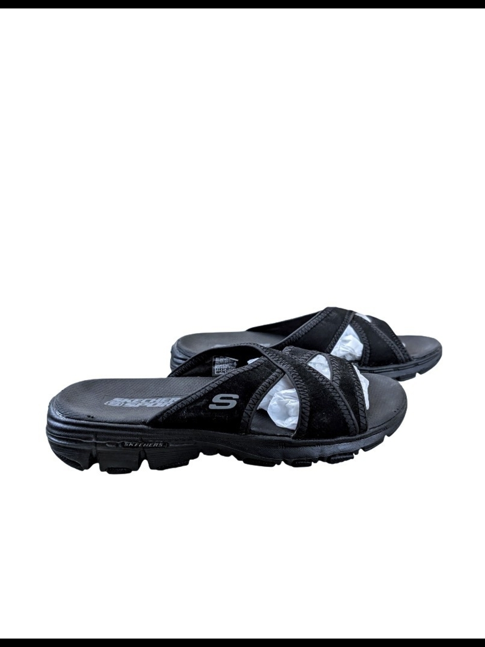 Skechers Sport Black Reggae Cross Strap Slides /Sandals, Women's Size 7 - Picture 3 of 5